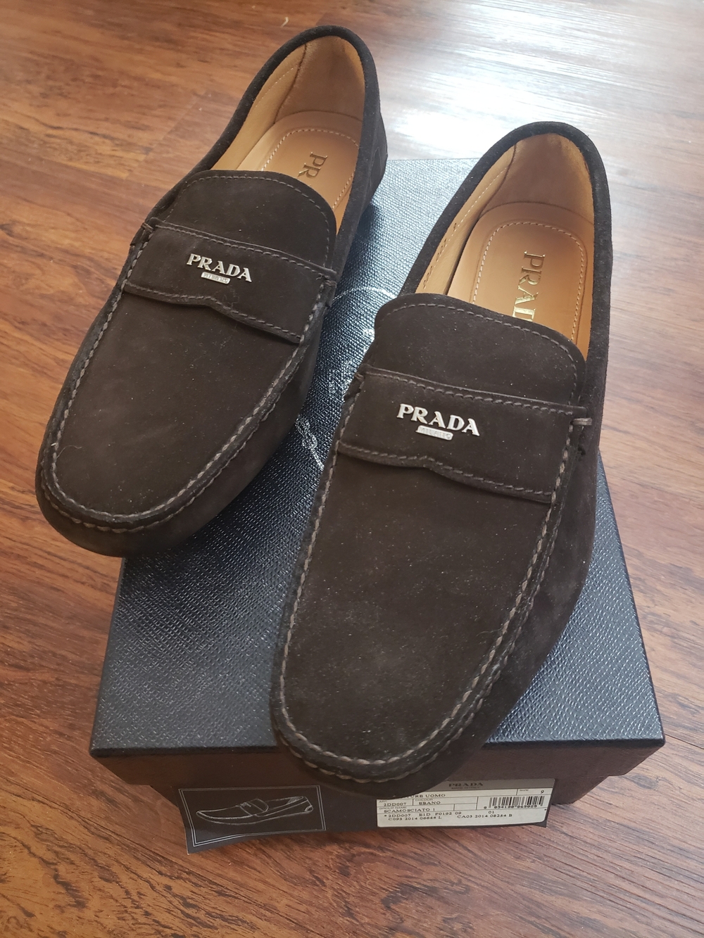 Prada Men’s Brown Suede Loafers Size 9 Quiet Luxury Designer Business Casual